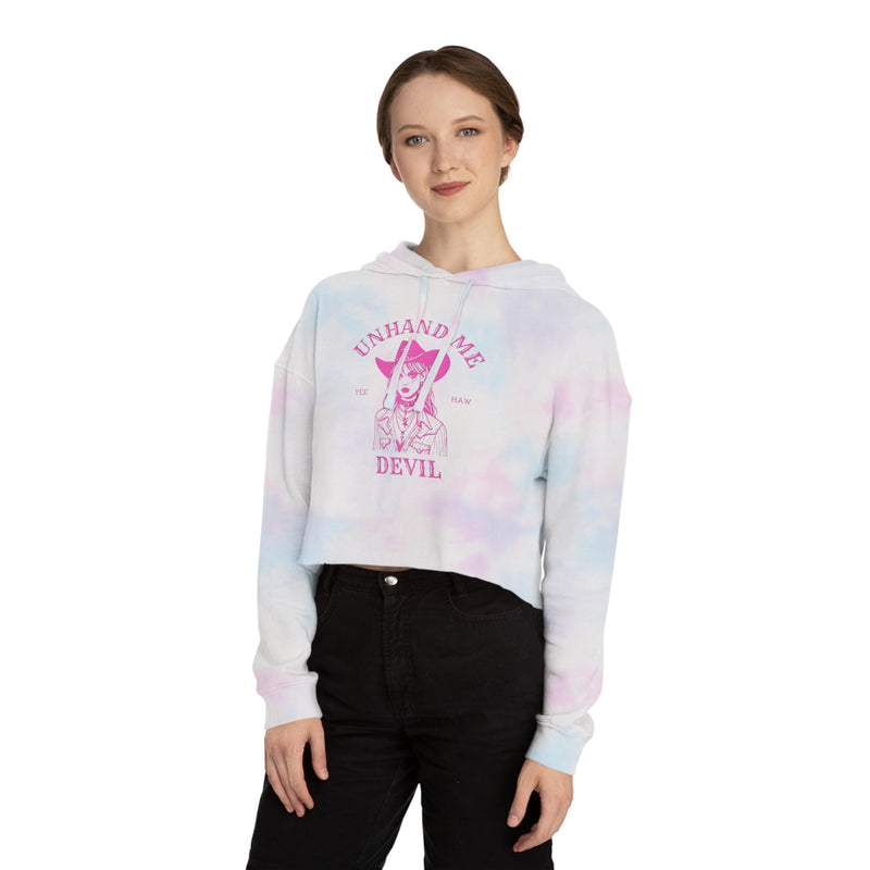 Women’s Cropped Hooded Sweatshirt Unhand Me DEVIL