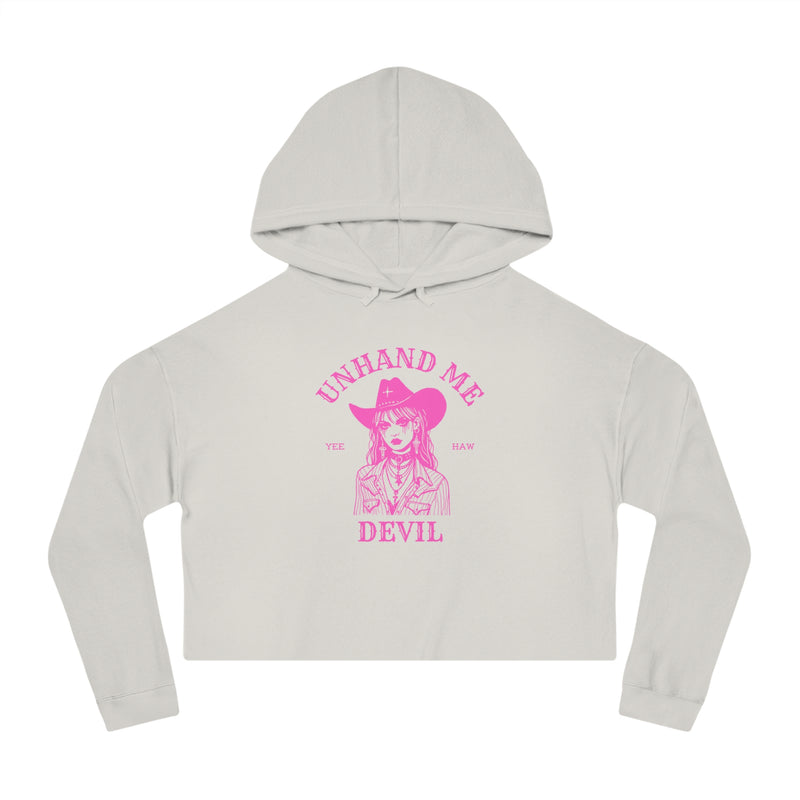 Women’s Cropped Hooded Sweatshirt Unhand Me DEVIL
