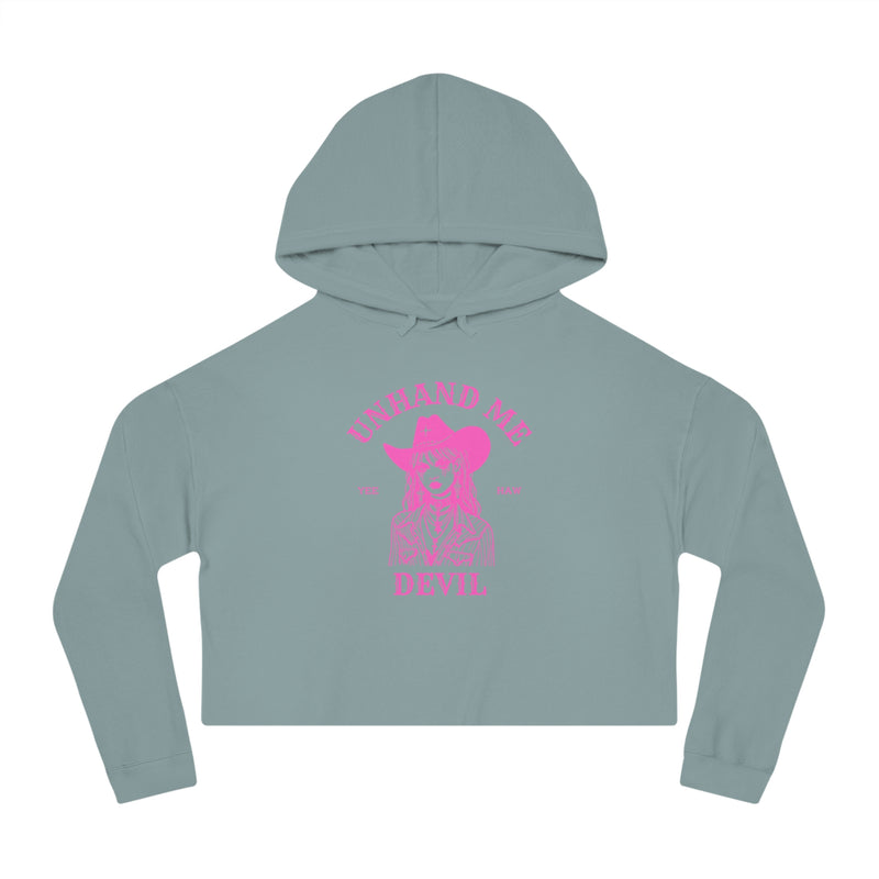 Women’s Cropped Hooded Sweatshirt Unhand Me DEVIL