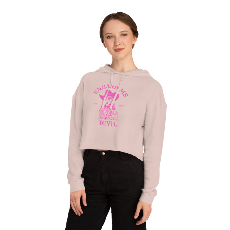 Women’s Cropped Hooded Sweatshirt Unhand Me DEVIL