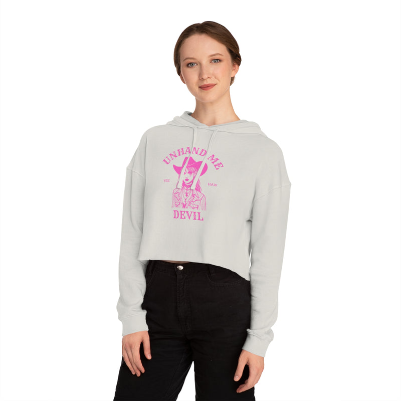 Women’s Cropped Hooded Sweatshirt Unhand Me DEVIL