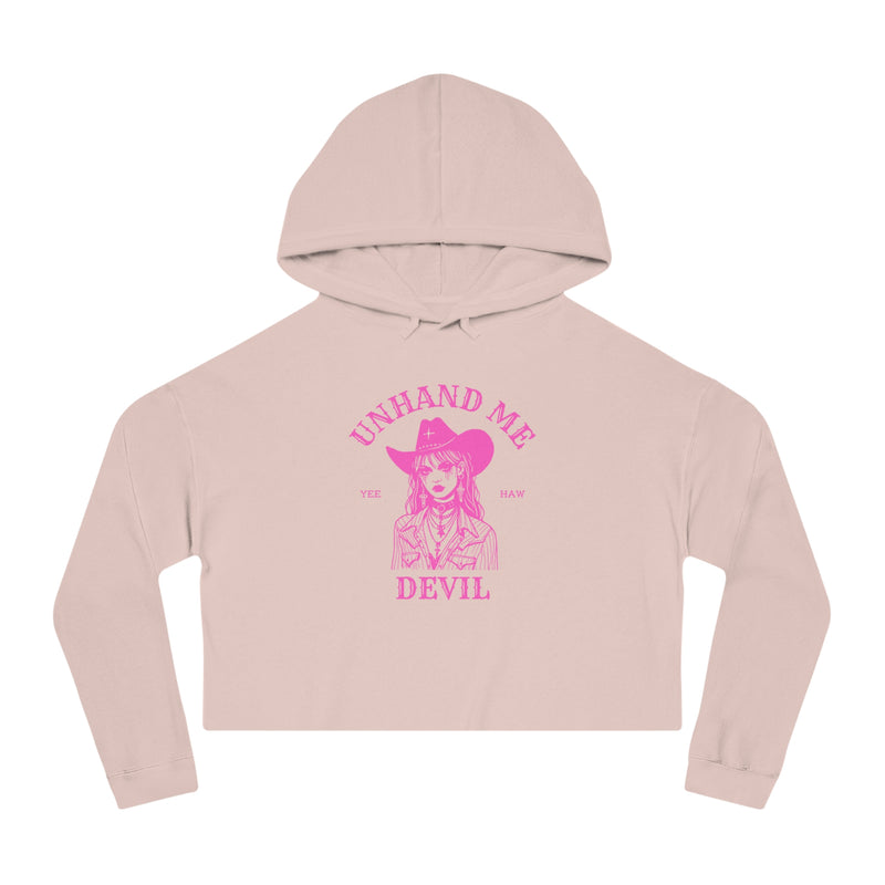 Women’s Cropped Hooded Sweatshirt Unhand Me DEVIL