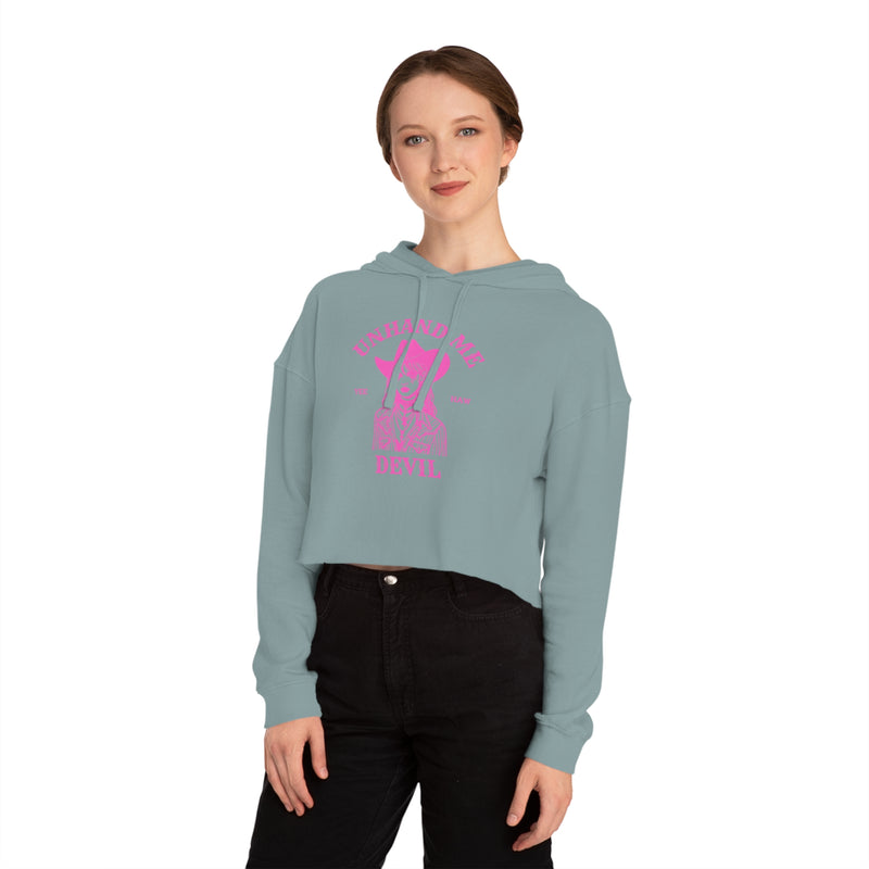 Women’s Cropped Hooded Sweatshirt Unhand Me DEVIL
