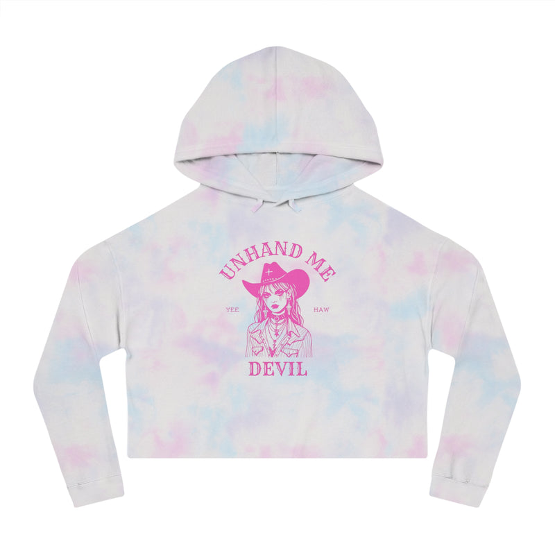 Women’s Cropped Hooded Sweatshirt Unhand Me DEVIL