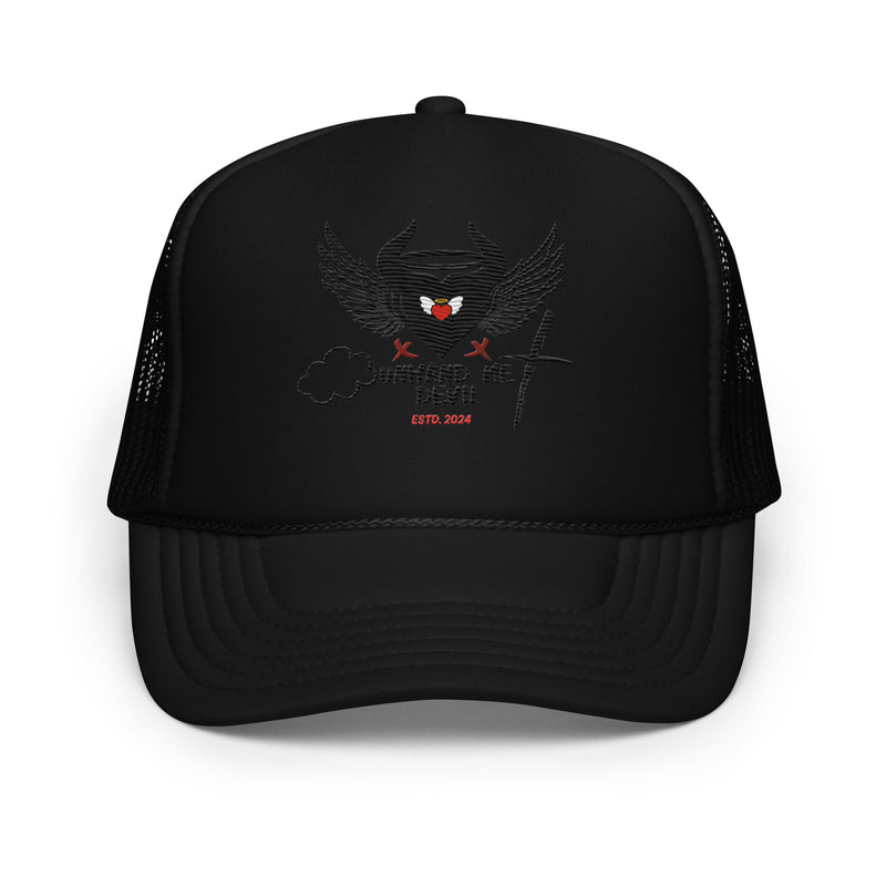 Foam trucker Hat Unhand Me Devil Cross And Heart