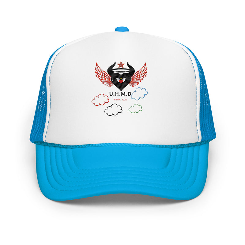 Foam trucker Hat Heart Clouds