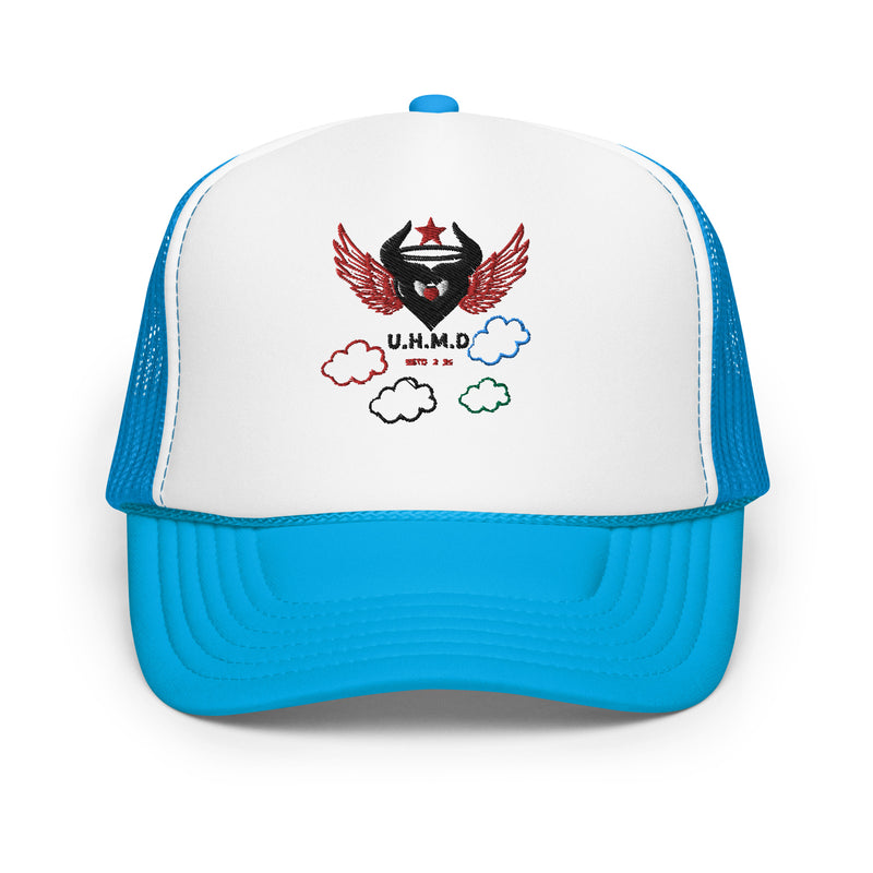 Foam trucker Embroidery Hat Unhand Me Devil Heart In Thee Clouds