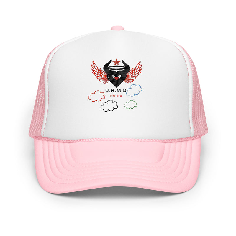 Foam trucker Hat Heart Clouds