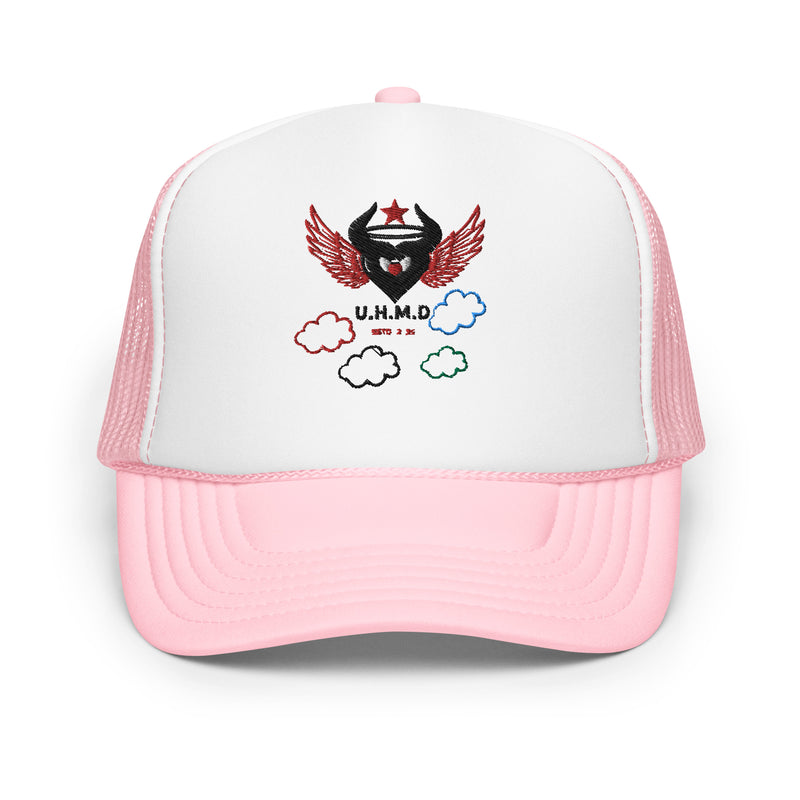 Foam trucker Embroidery Hat Unhand Me Devil Heart In Thee Clouds