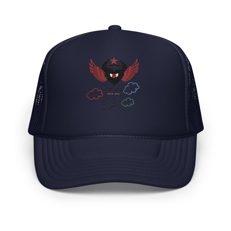 Foam trucker Hat Heart Clouds