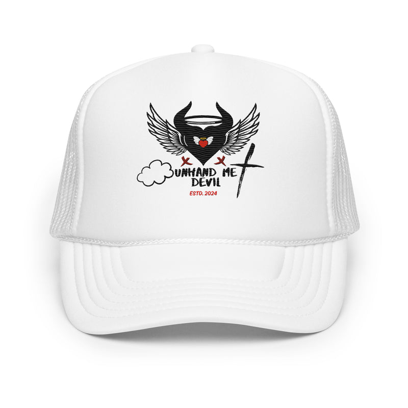 Foam trucker Hat Unhand Me Devil Cross And Heart