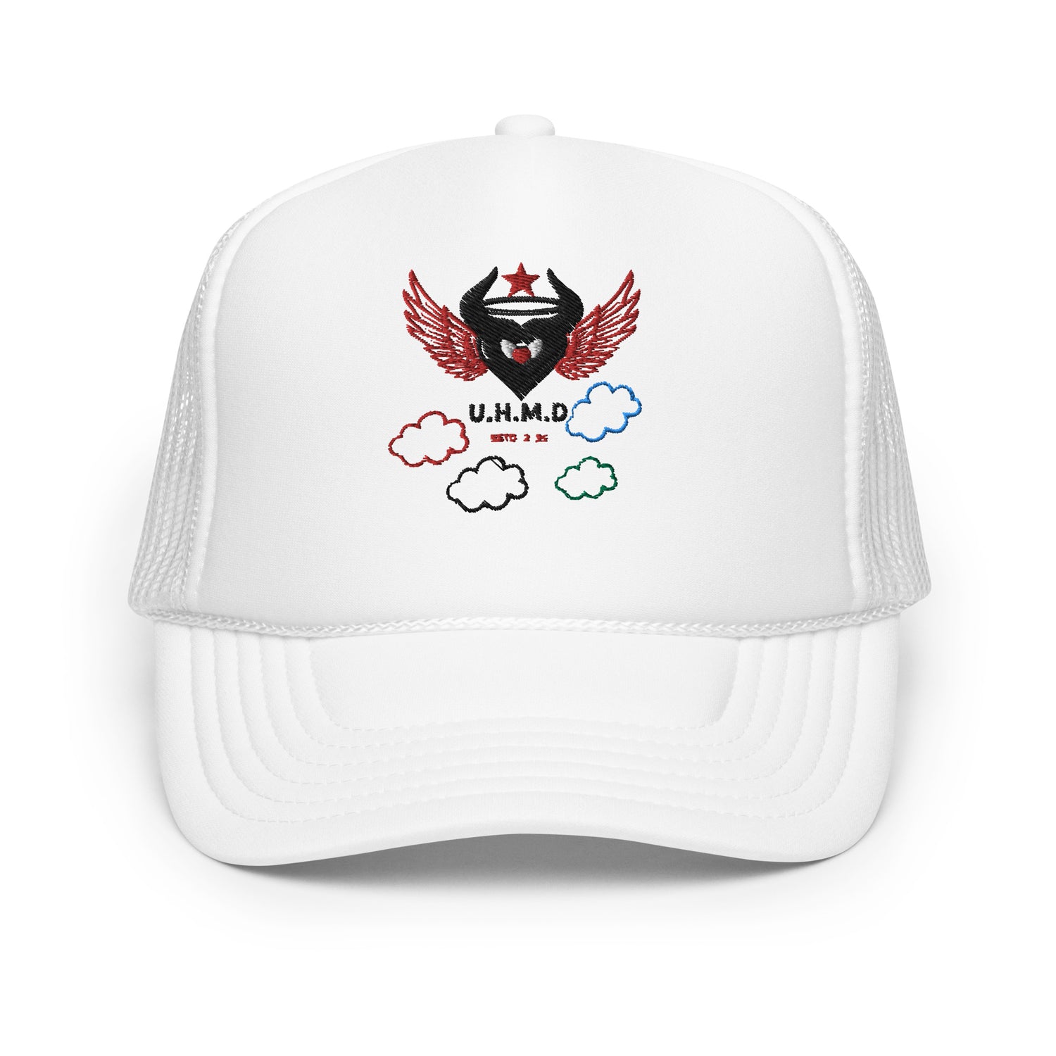 Foam trucker Embroidery Hat Unhand Me Devil Heart In Thee Clouds