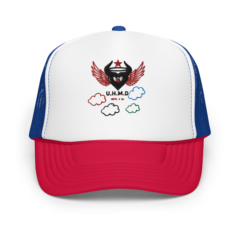 Foam trucker Embroidery Hat Unhand Me Devil Heart In Thee Clouds
