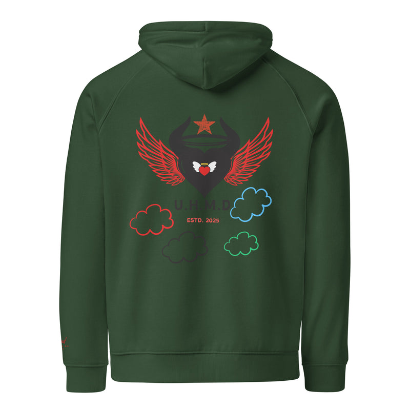 Women's eco raglan hoodie Unhand Me Devil Heart Clouds