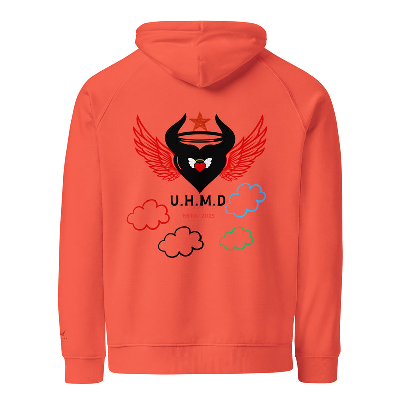 Women's eco raglan hoodie Unhand Me Devil Heart Clouds