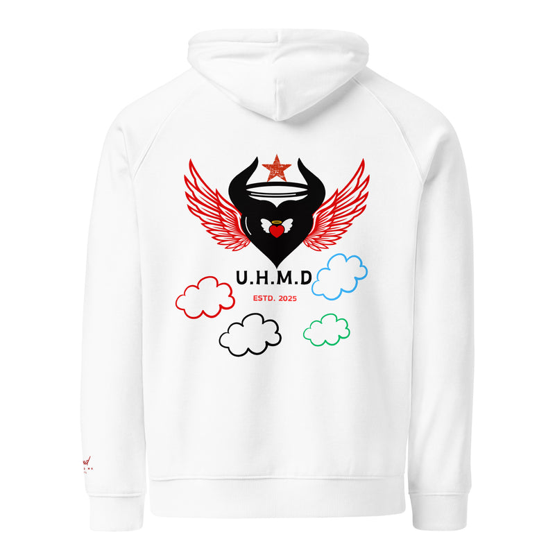 Women's eco raglan hoodie Unhand Me Devil Heart Clouds