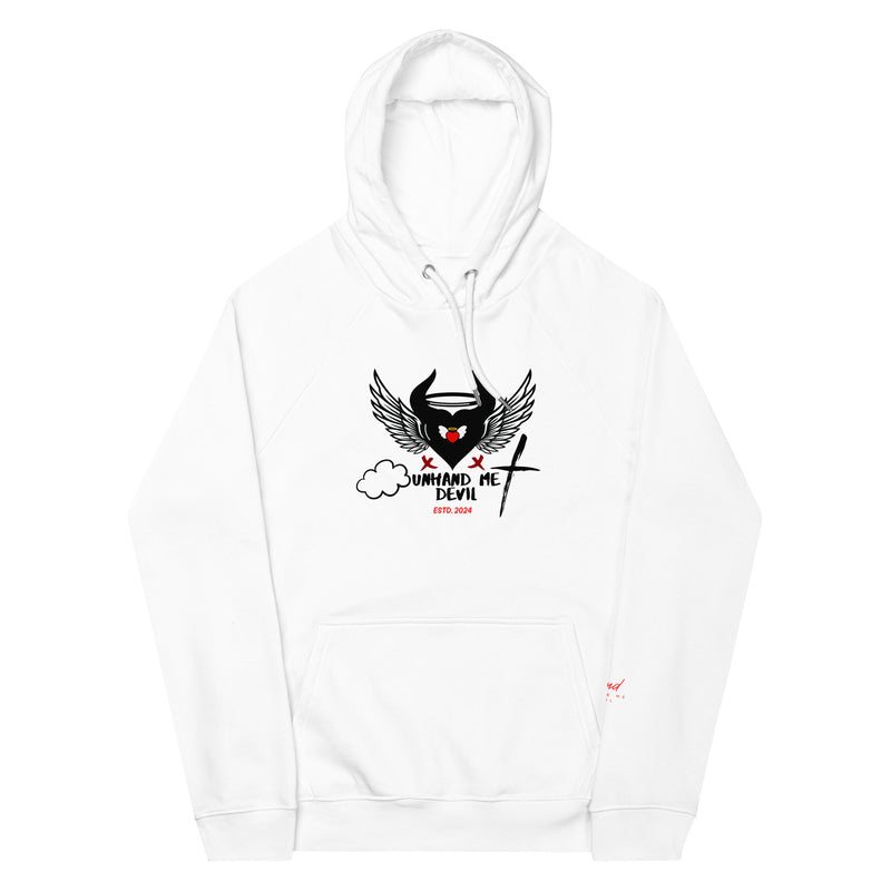 Women's eco raglan hoodie Unhand Me Devil