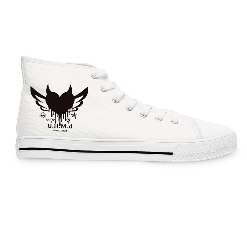 Women's High Top White Sneakers Unhand Me Devil