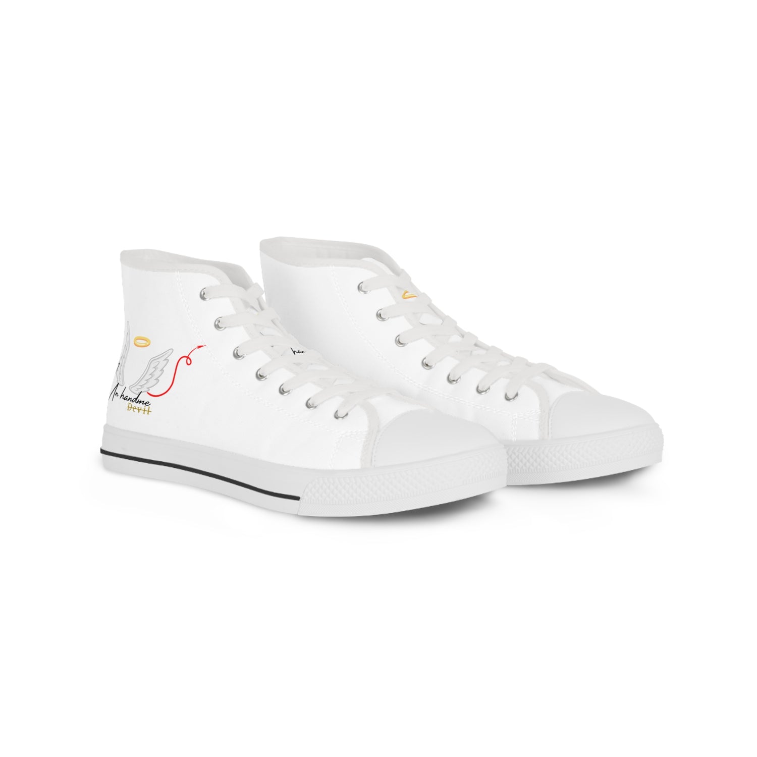 Men's White  High Top Angel Wings Sneakers Unhand Me Devil