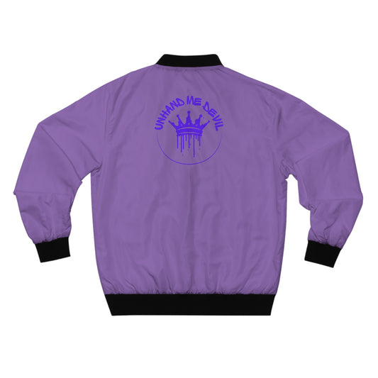 Unhand Me Devil Bomber Jacket for Men - Stylish Purple Outerwear
