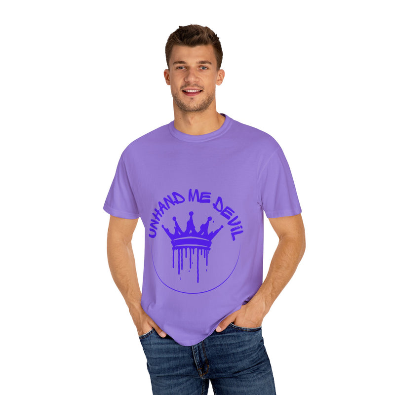 Unisex Garment-Dyed T-shirt with 'Unhand Me Devil' Graphic - Trendy Streetwear