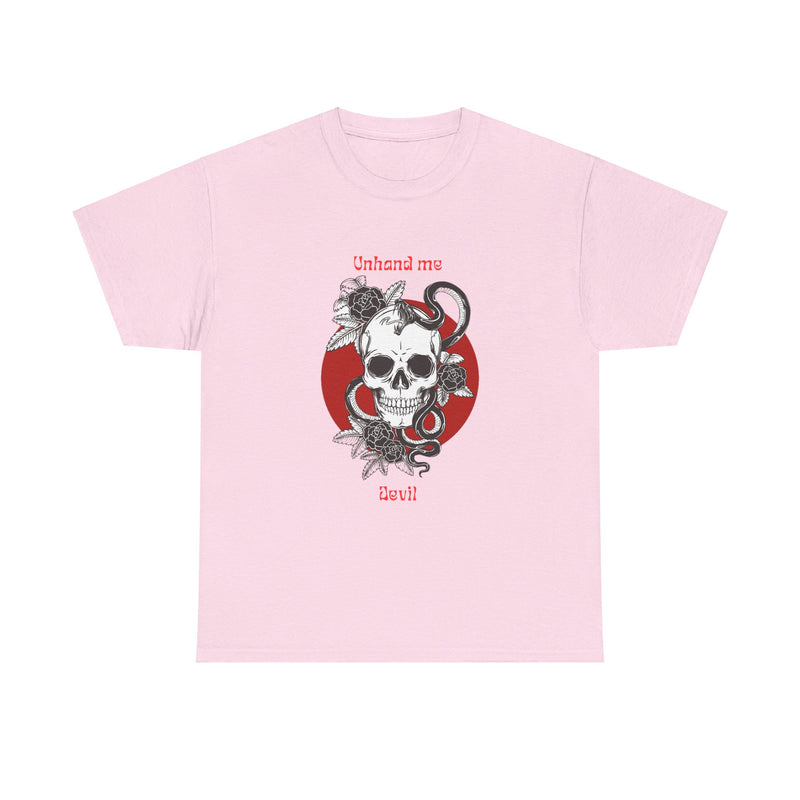 Women's  Unhand Me Devil Mr, Skull tee