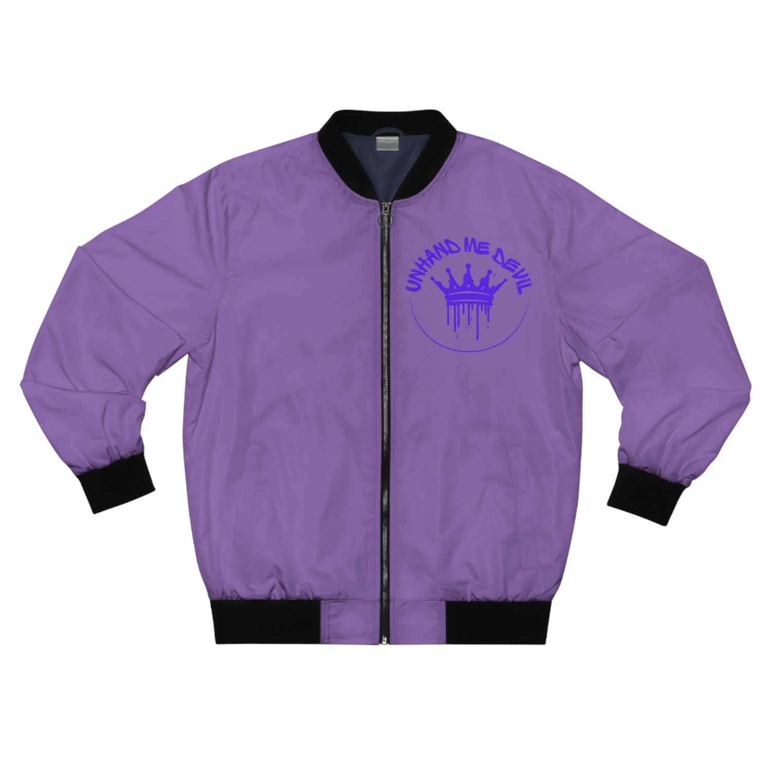 Unhand Me Devil Bomber Jacket for Men - Stylish Purple Outerwear