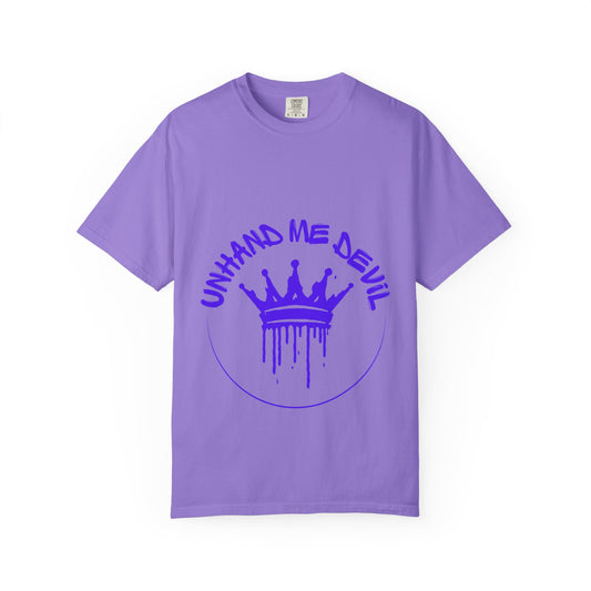 Unisex Garment-Dyed T-shirt with 'Unhand Me Devil' Graphic - Trendy Streetwear