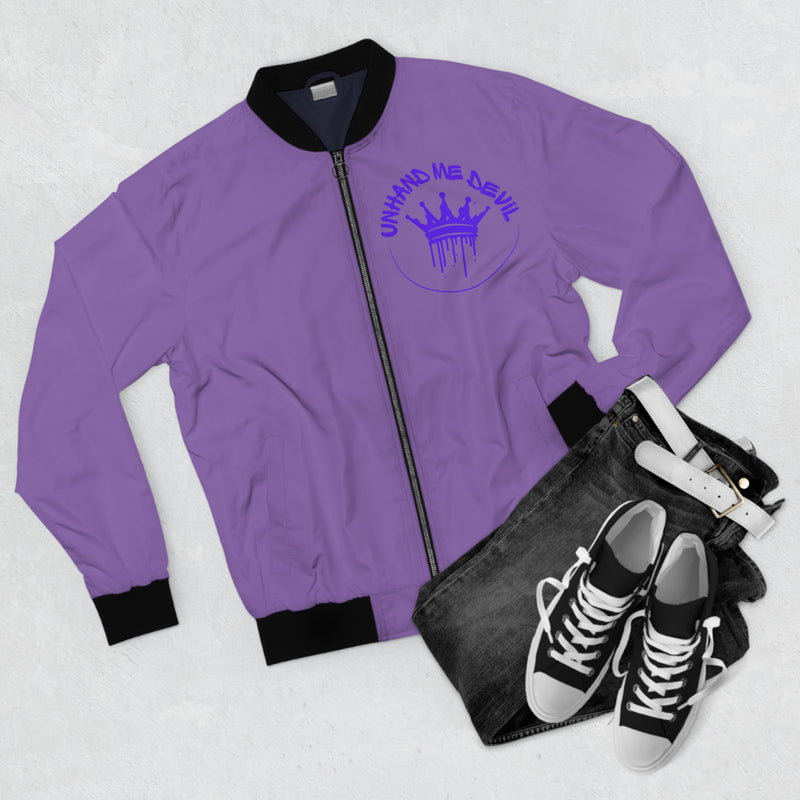 Unhand Me Devil Bomber Jacket for Men - Stylish Purple Outerwear