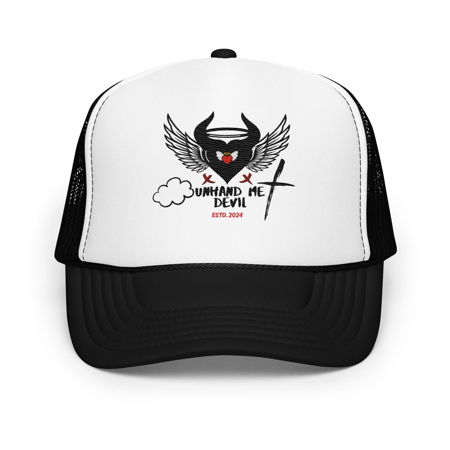 Foam Trucker Hat Unhand Me Devil Cross Heart