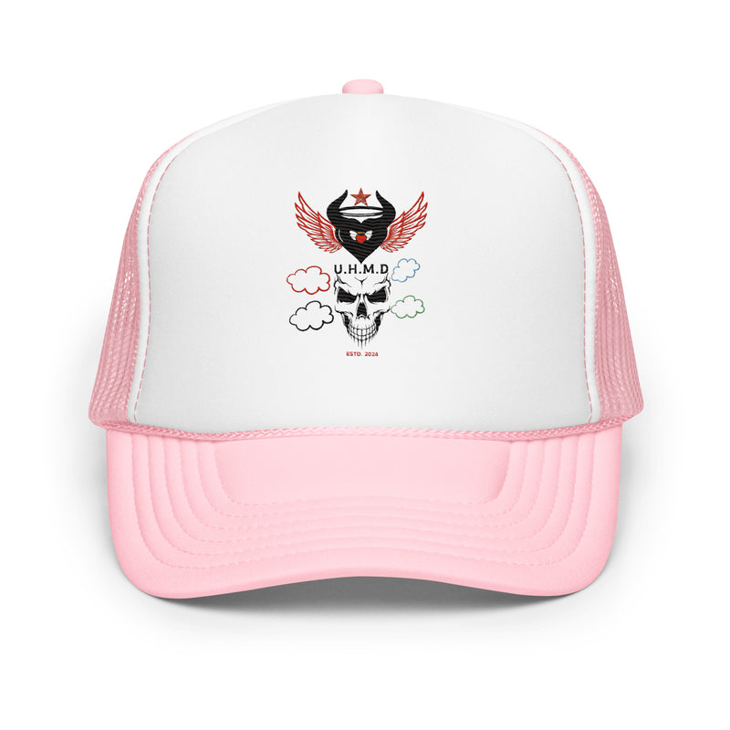 Foam trucker Hat Double Skull Heart