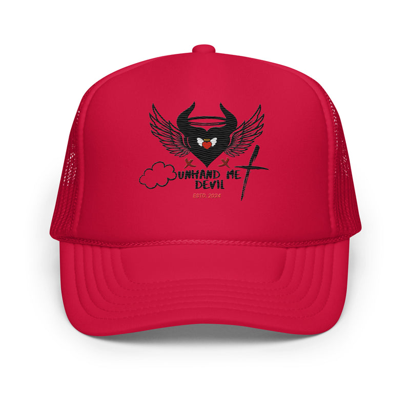 Foam Trucker Hat Unhand Me Devil Cross Heart