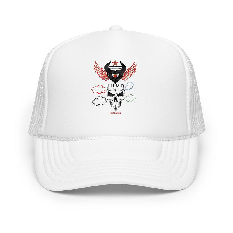 Foam trucker Hat Double Skull Heart