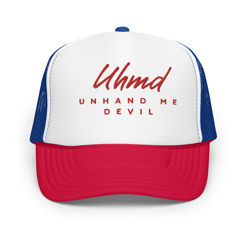 Foam trucker Hat Red Stitch Unhand Me Devil